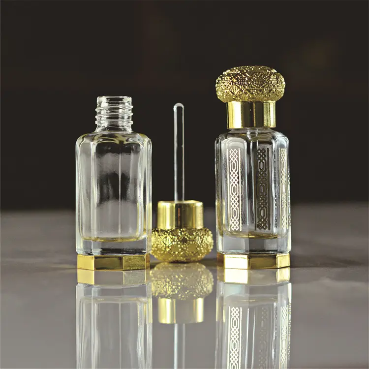 3ml 6ml 12ml arap arapça lüks oud parfüm yağı attar şişe boş dekoratif Attar doldurulabilir kristal parfüm yağı şişeleri
