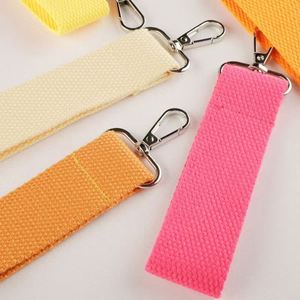 Personalized Metal Keychain Custom Embroidery Patch Woven Canvas Cotton Luggage Streamer Key Pendant Buckle Promotional - Product Image 4