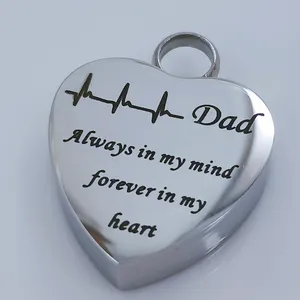 Mayor cámara de cenizas corazón urna de acero inoxidable joyería cremación Memorial colgante collar titular recuerdo titular papá mamá Bro - Product Image 1