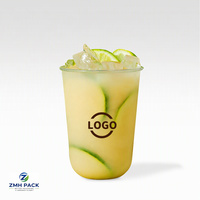 Gobelets PET personnalisés OEM ODM avec logo, couvercles transparents jetables, diamètre 89 mm, impression par transfert thermique pour bubble tea, milk tea, jus, 500 unités