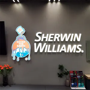 ป้ายสัญลักษณ์ทางธุรกิจไฟ LED ตัวอักษร3D สำนักงานโลโก้บริษัทติดผนังร้านทำป้ายอะคริลิค