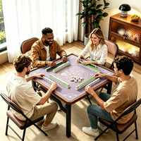 Tapis de table de mahjong géométrique de luxe violet clair imprimé sur mesure, tapis de jeu de mahjong carré, housse de table en gros OEM ODM