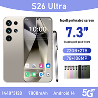 Nuevo S26 Ultra 22GB+2TB 7.3 Pulgadas 144Hz 108MP 5G Android 16.0 Smartphone Dual SIM Snapdragon 800 100W Deca Core HD Francés Español