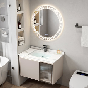 Meuble de salle de bain moderne avec vasque intégrée en ardoise - Product Image 2
