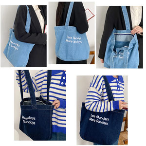 Bolsas de Tela Personalizadas para Mujer, Bolsas de Compras con Logotipo Bordado en Algodón, Bolsas Reutilizables Ecológicas para el Día a Día - Product Image 4