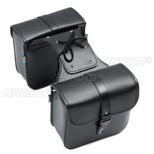 2 sacoches latérales pour moto, sac à outils en cuir PU, sacoche de selle noire universelle pour Honda/Yamaha/Kawasaki/Suzuki - Product Image 3