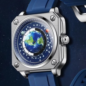 Reloj de Pulsera para Hombre Drioshipping Earth Watch, Correa de Acero Inoxidable, Diseño de Planeta Azul, Personalizado, Creativo, de Cuarzo - Product Image 5