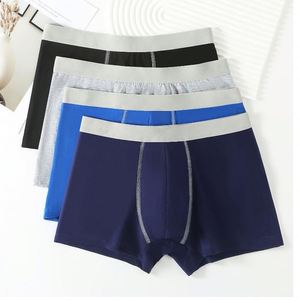 Calzoncillos bóxer de algodón puro para hombre, con bloques de color, tallas grandes, cintura media, cómodos, transpirables, ajuste holgado, cinturilla de moda - Product Image 1