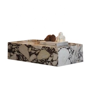 Mesa de Centro Grande de Estilo Nórdico Moderno, de Lujo y a Precio Económico, con Base de Piedra Calacatta Viola Quemada - Product Image 1