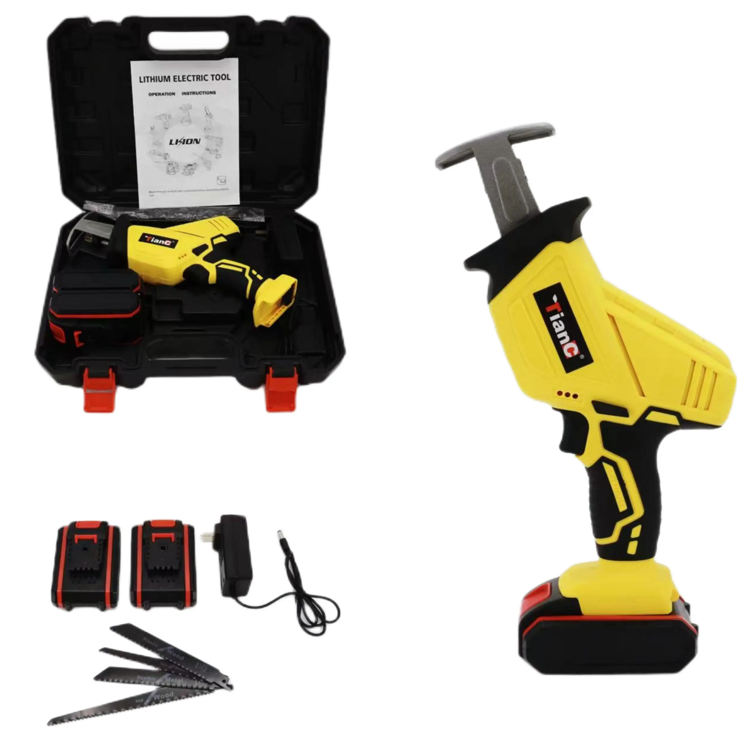 High Power Lithium Cordless Saber Saw Electric Reciprocating Saw Wood Metal PVC Tube Cutting Blades Handheld Mini Electr