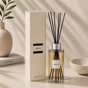 Aikun 1200ml Diffuseur à bâtonnets en verre cylindrique avec autocollant, parfum longue durée, coffret crème, échantillon 3 jours, expédition 7 jours, pour la décoration de magasins et de maisons - Product Image 1