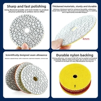 Disque abrasif OEM 4 en 1 flexible à liant résineux, patin de polissage à 3 étapes pour marbre, granit, pierre, carrelage, quartz