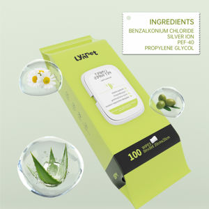 Fábrica Lynpet, venta al por mayor, toallitas personalizadas para perros, toallitas húmedas desodorantes gruesas sin alcohol a base de plantas hipoalergénicas OEM sin perfume - Product Image 1