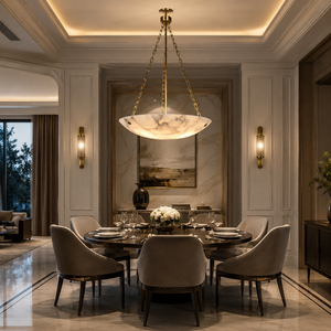 Natural Alabaster Chandelier Luxury Brass Pendant <b>Light</b> for Hotel Villa Dining Room OEM ODM Lighting Factory - Product Image 2