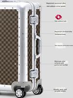Valise en aluminium et cuir 20 pouces pour femme, bagage à roulettes, valise de voyage en aluminium avec sac fourre-tout