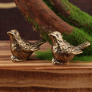 Brass Sparrow Figurine 2Pcs Mini <b>Ornament</b> For Home Decor Living Room Craft Gift - Product Image 2