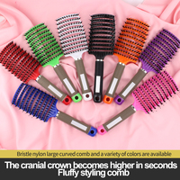 Brosse démêlante courbée en plastique ventilée pour coiffure, massage et séchage des cheveux épais – Meilleure vente