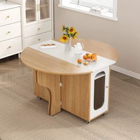 Ensemble table et chaises pliantes rondes extensibles pour petit appartement, en bois, assemblé