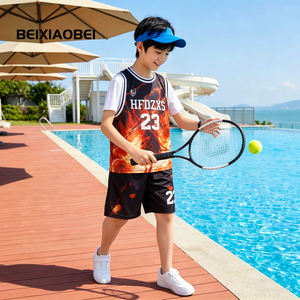 Nouvel ensemble uniforme <span class=keywords><strong>de</strong></span> basketball d'été 2026 <span class=keywords><strong>pour</strong></span> garçons – <span class=keywords><strong>Tenue</strong></span> <span class=keywords><strong>de</strong></span> sport deux pièces respirante à manches courtes et séchage rapide <span class=keywords><strong>pour</strong></span> enfants - Product Image 1