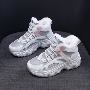 7815 <span class=keywords><strong>chaussures</strong></span> <span class=keywords><strong>de</strong></span> sport décontractées en coton pour femmes <span class=keywords><strong>hiver</strong></span> chaud à lacets plat conception imperméable - Product Image 4