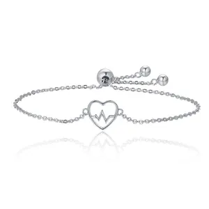 Tangada — Bracelet en argent Sterling 925 pour femmes, accessoires de bijoux tendance, Ecg Of Love, cœur d'amour, nouvelle collection