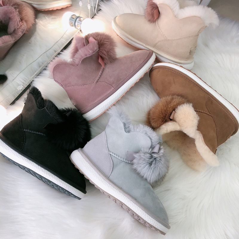 Женские зимние ботинки на платформе, теплые и мягкие ботинки из овечьей кожи на резиновой подошве, новый дизайн 2020