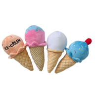 Jouet en forme de crème glacée en peluche avec couineur Jouet à mâcher grinçant doux et amusant pour chiens