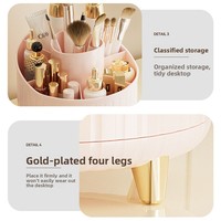 Organisateur de cosmétiques de bureau rotatif multifonctionnel en plastique grande capacité avec séparateurs amovibles, design moderne et minimaliste pour rouges à lèvres