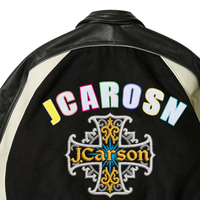 Vestes en cuir à manches longues avec logo personnalisé brodé en patchwork pour hommes