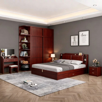Ensemble de meubles de chambre à coucher en mélamine moderne, minimaliste, élégant et fonctionnel, lit double pour hôtel, appartement