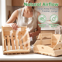 Panier de rangement empilable en bois pour fruits, légumes et pommes de terre – Idéal pour le comptoir de cuisine (vente en gros)