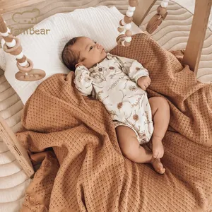 Soft Knitted Baby Blankets Eco-friendly Cotton Baby Swaddling Towel Organic Newborn Wrap Sheet Baby Wrap Organic Cotton Blanket