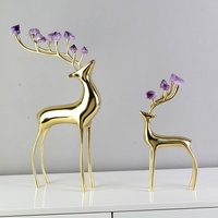 Luxe or cristal cerf décor à la maison moderne nordique européen Art déco ornement Table spectacle pièces pour la décoration intérieure or