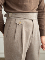 Automne hommes couleur unie décontracté italien Naples Paris bouton costume pantalon messieurs taille haute drapé costume pantalon pour hommes
