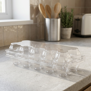 Contenedor de Huevos de Plástico Transparente Reciclable, Paquete de 10, Tapa con Cierre, Almacenamiento de Alimentos, Uso Doméstico y en la Cocina - Product Image 1