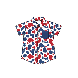 Chemise décontractée à manches longues et col rond respirante pour garçons, motif camouflage chasse, 4ème juillet, boutons, printemps-automne, vente en gros - Prêt à expédier (RTS) - Product Image 3