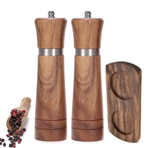 Molinillos Manuales de Sal y Pimienta de Madera Maciza con Núcleo Cerámico Ajustable y Anillo de Acero para Moler Especias - Product Image 1