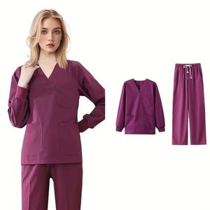 Woven Polyester Rayon Medical <b>Scrub</b> Sets Nurses Uniform And <b>Scrubs</b> Women Men OEM Custom Logo Anti-Wrinkle - Product Image 1