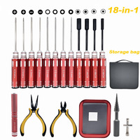 Kits d'outils RC 18 en 1, tournevis, pinces, douilles hexagonales, clés à douilles, boîte de réparation pour la réparation d'avions RC, de voitures RC, de modèles de jouets