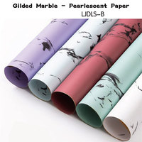 Papier d'emballage imperméable en marbre doré à motifs d'encre pour l'emballage de bouquets, vente en gros