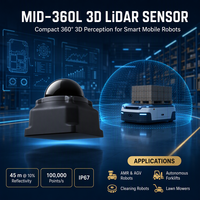 Nouvel arrivage Capteur LiDAR 3D Mid-360L, champ de vision 360°, zone aveugle 0,1 m, portée 45 m, 10 %, 245 g, IMU intégré, IP67 pour cartographie AGV, AMR, robots et drones