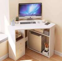 Petite table d'ordinateur portable en bois minimaliste, durable, triangulaire, pour coin d'étude, bureau mural avec rangement pour chambre ou usage étudiant