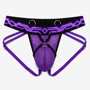 ODM OEM Benutzerdefiniertes Logo Geringe Mindestbestellmenge Herren Club Rave Leuchtender O-Ring Harness Jockstrap Sechs Farben Mehrfarbiger Netz-Beutel Slip Unterwäsche - Product Image 1