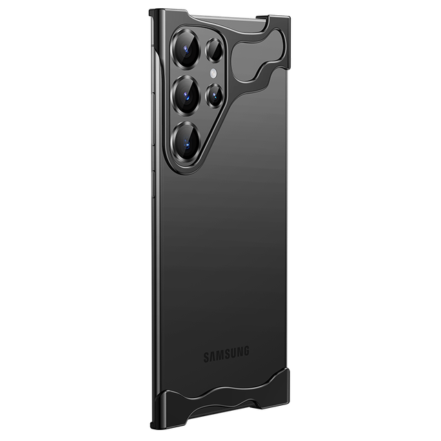 Wholesale Luxury Irregular Metal Anti-Drop Corner Phone Case Ultra Thin Frameless Lens Protective Cover for Samsung Series
