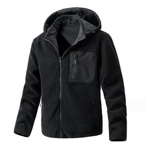 Veste d'hiver Hommes Manteaux en polaire <span class=keywords><strong>Patchwork</strong></span> Poches Fleece Warm Zip up Hooded Jacket Factory Customized Sherpa Fleece Jacket - Product Image 4