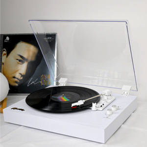 Tourne-disque vintage BT avec haut-parleurs stéréo intégrés, arrêt automatique, sortie RCA, plateau pleine grandeur - Product Image 6