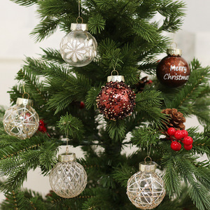 Grand ensemble <span class=keywords><strong>d</strong></span>'ornements de boules suspendues de vacances incassables <span class=keywords><strong>d</strong></span>écorations <span class=keywords><strong>d</strong></span>'arbre de Noël peintes impression UV perlée brodée de paillettes - Product Image 6