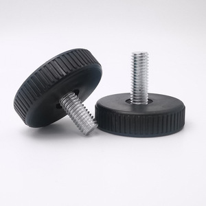 Pieds de meubles réglables en plastique 40 M8 H18mm noirs pour chaise, table, étagère - Product Image 2