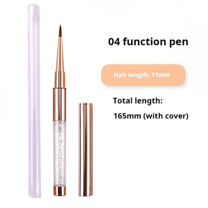 <b>Builder</b> Gel Nail Brush White Diamond Metal Handle Flat Liner Size 4 6 8 Phototherapy Applicator Professional Nail Brush - Product Image 5