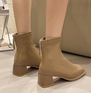Casual Square Toe <strong>Ankle</strong> Length <strong>Boots</strong> for <strong>Women</strong> Chunky <strong>Low</strong> <strong>Heel</strong> Booties <strong>s</strong> - Product Image 5